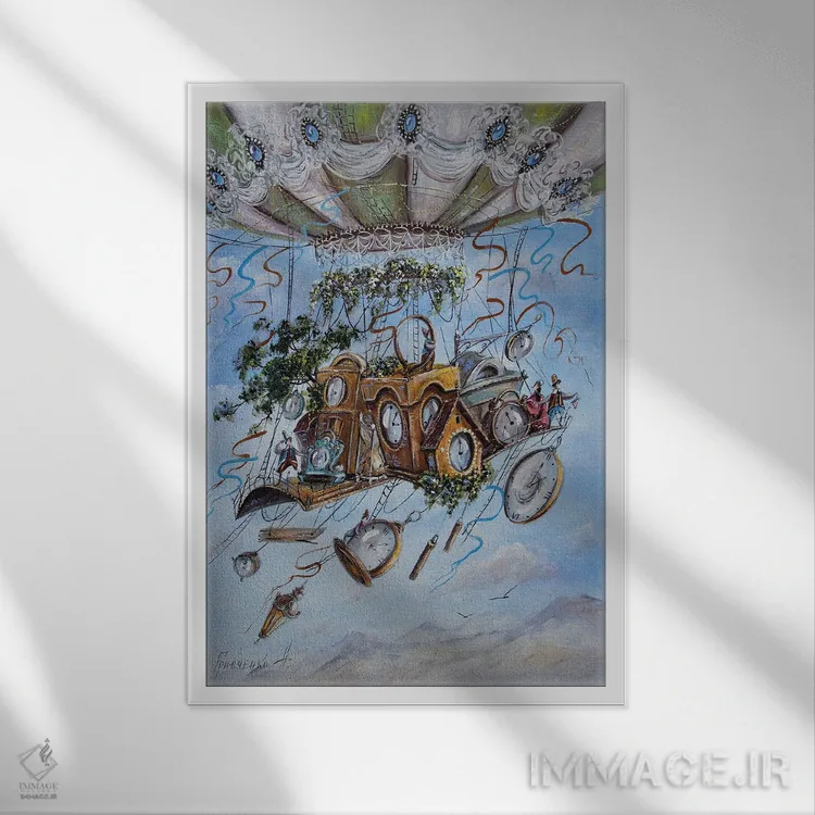 تابلو دکوراتیو زمان پرواز می کند اثر ناتالیا گرینچنکو - نمای قابدار سفید