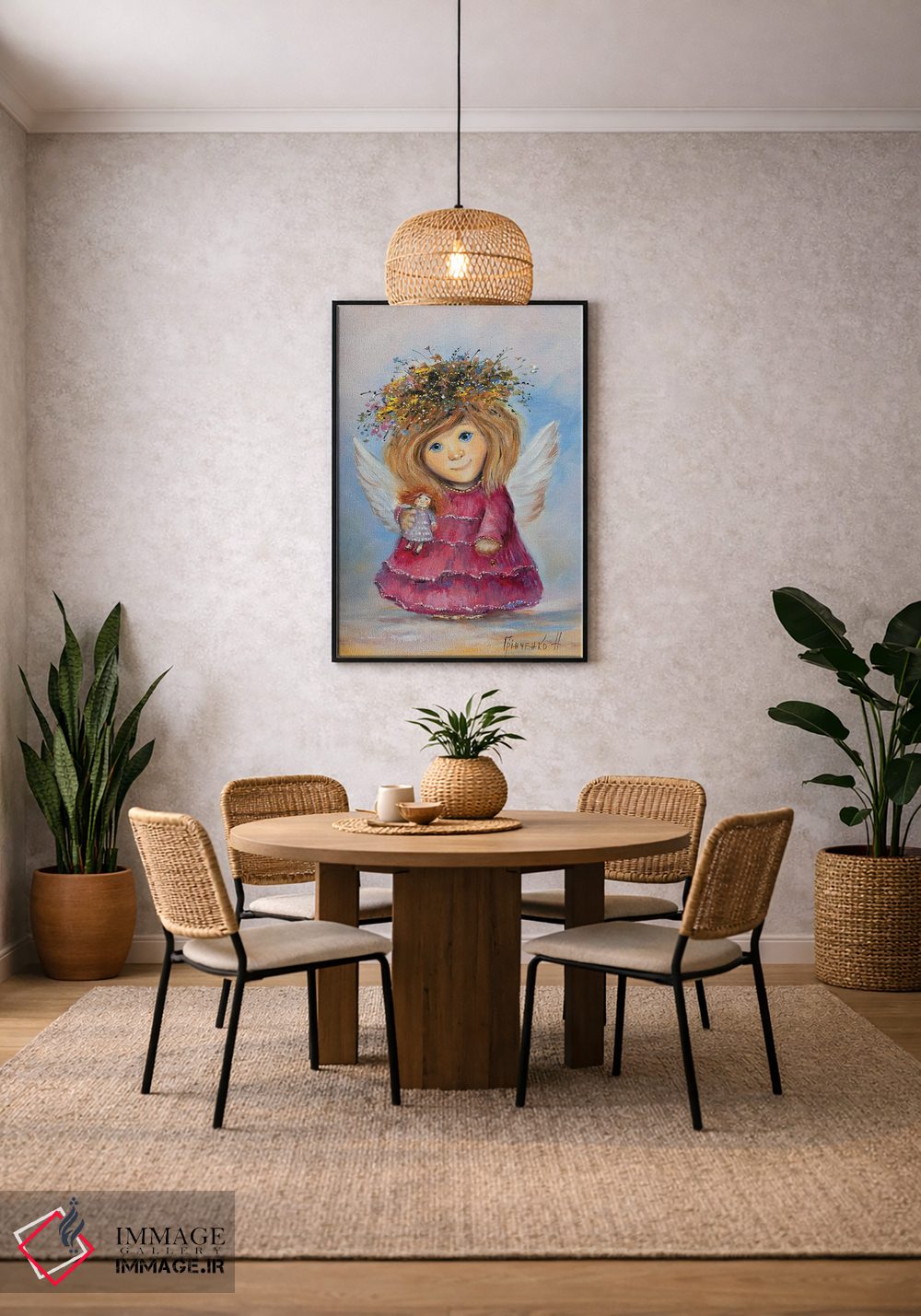 تابلو دکوراتیو فرشته نگهبان آرزوهای کودکان اثر ناتالیا گرینچنکو - D6B