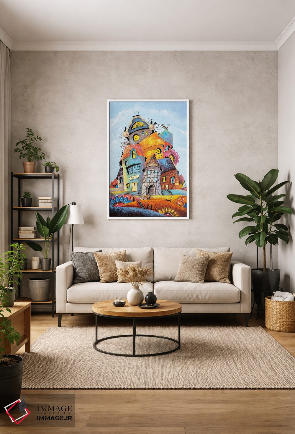 تابلو دکوراتیو روز گل در شهر گربه ها اثر ناتالیا گرینچنکو - D1W