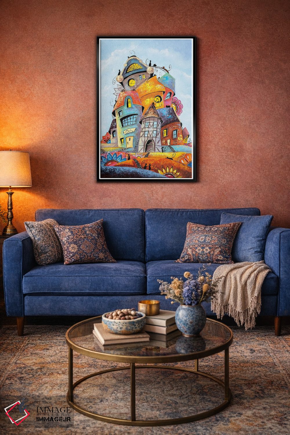 تابلو دکوراتیو روز گل در شهر گربه ها اثر ناتالیا گرینچنکو - D4B