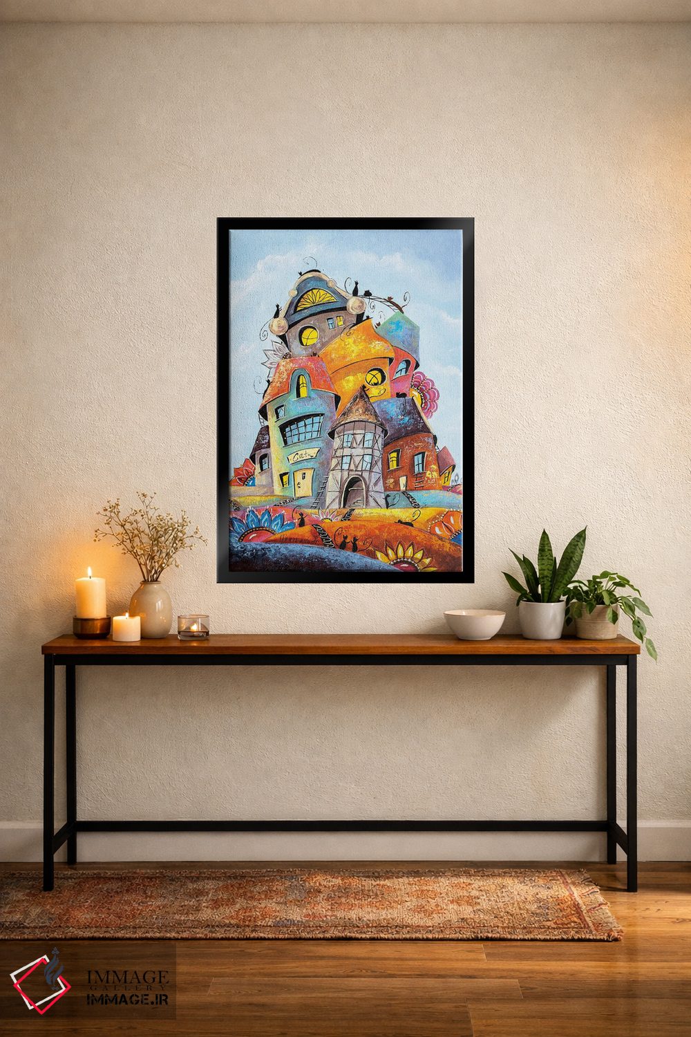 تابلو دکوراتیو روز گل در شهر گربه ها اثر ناتالیا گرینچنکو - D5B