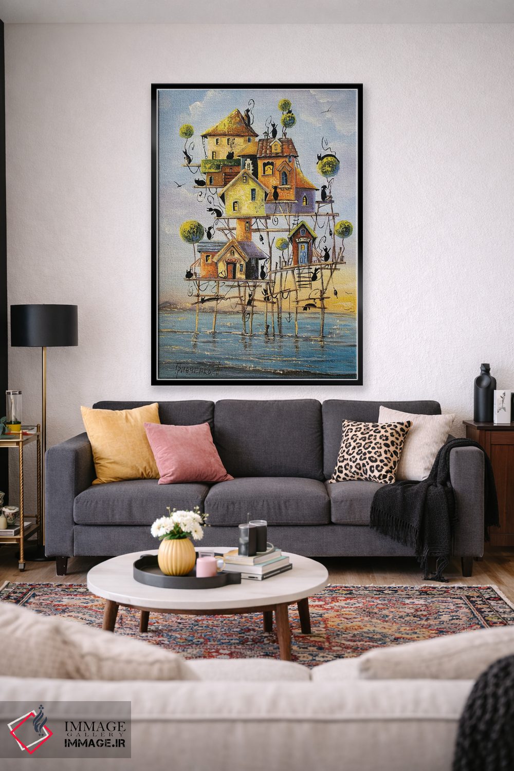 تابلو دکوراتیو شهر گربه های ماهیگیر اثر ناتالیا گرینچنکو - D2B