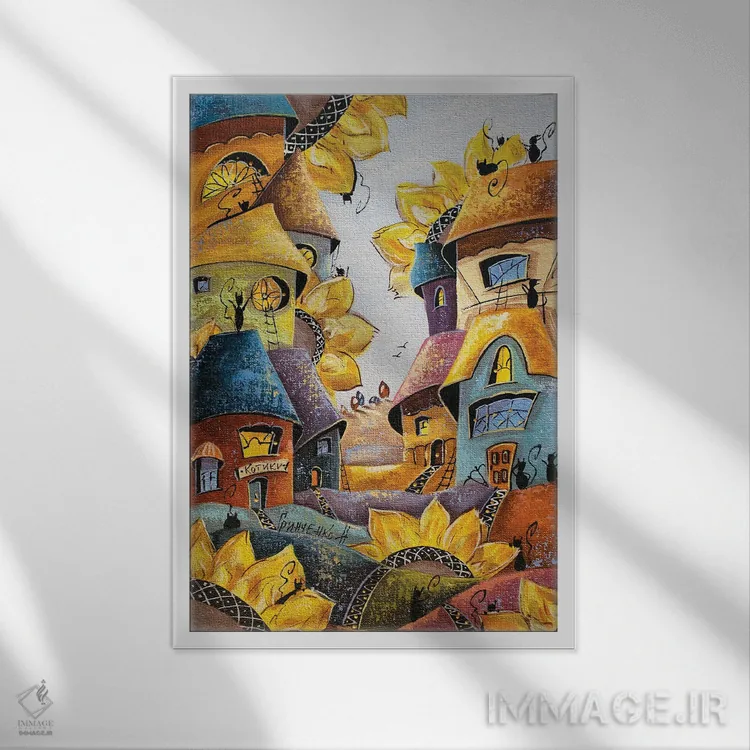 تابلو دکوراتیو روز طلایی آفتابگردان اثر ناتالیا گرینچنکو - نمای قابدار سفید