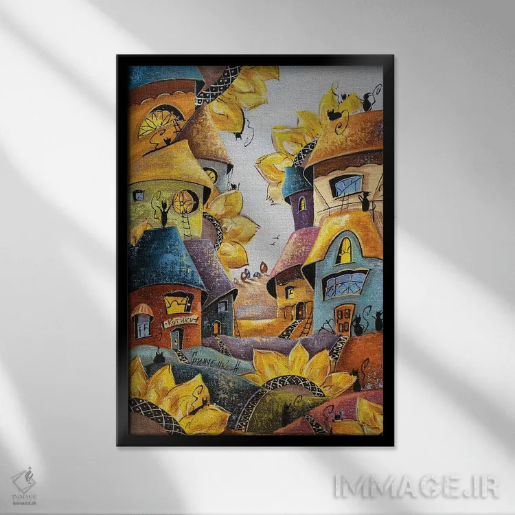 تابلو دکوراتیو روز طلایی آفتابگردان اثر ناتالیا گرینچنکو - نمای قابدار مشکی