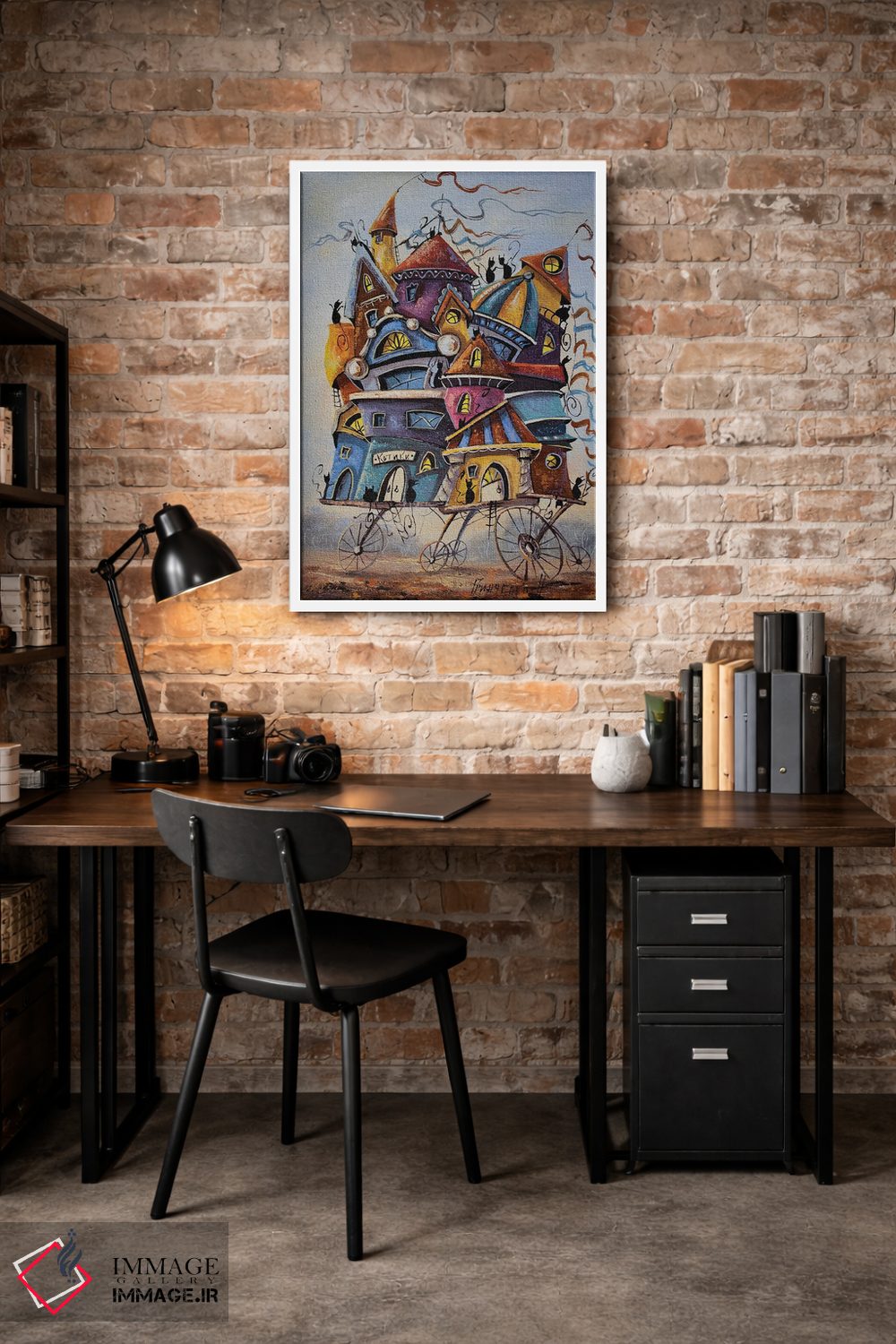 تابلو دکوراتیو تعطیلات رنگارنگ در شهر گربه ها اثر ناتالیا گرینچنکو - D2W