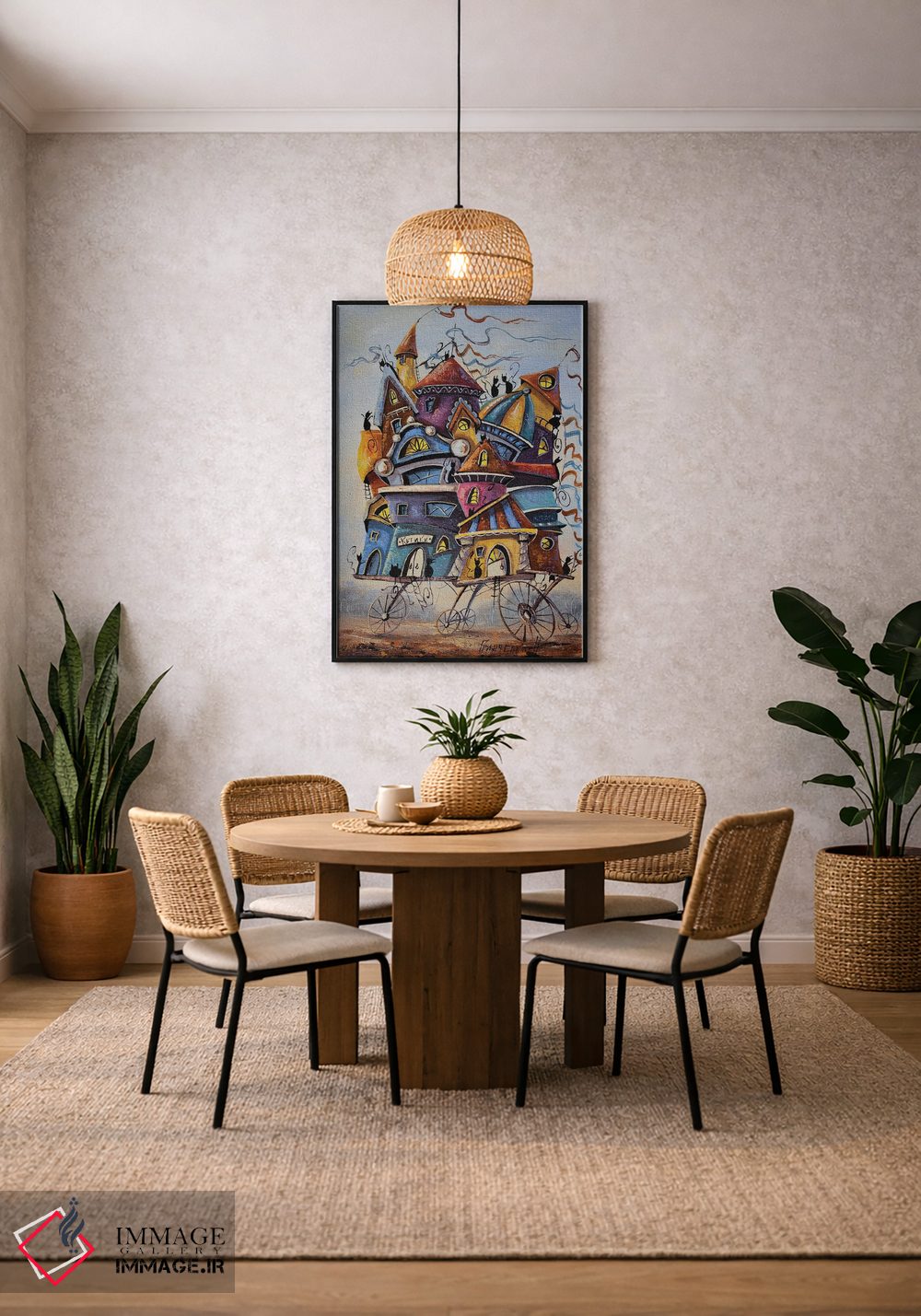 تابلو دکوراتیو تعطیلات رنگارنگ در شهر گربه ها اثر ناتالیا گرینچنکو - D4B