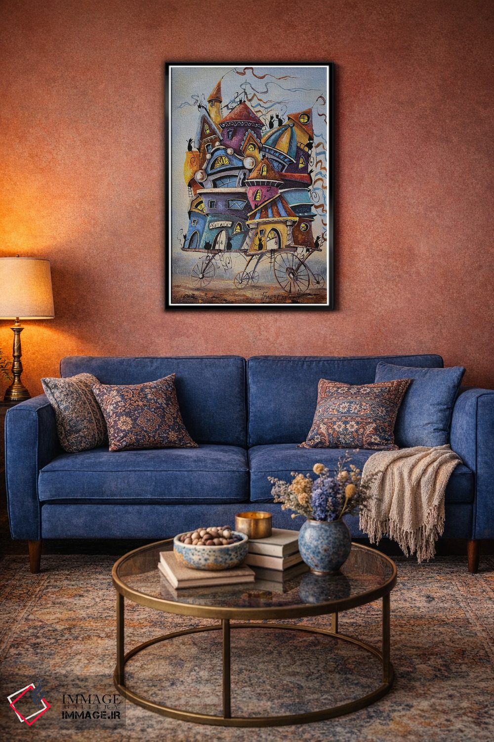 تابلو دکوراتیو تعطیلات رنگارنگ در شهر گربه ها اثر ناتالیا گرینچنکو - D5B