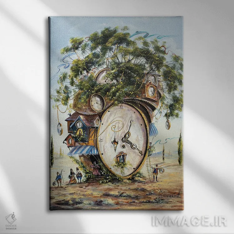 تابلو دکوراتیو خانه عجیب نگهبانان زمان اثر ناتالیا گرینچنکو - نمای روبهرو روی دیوار