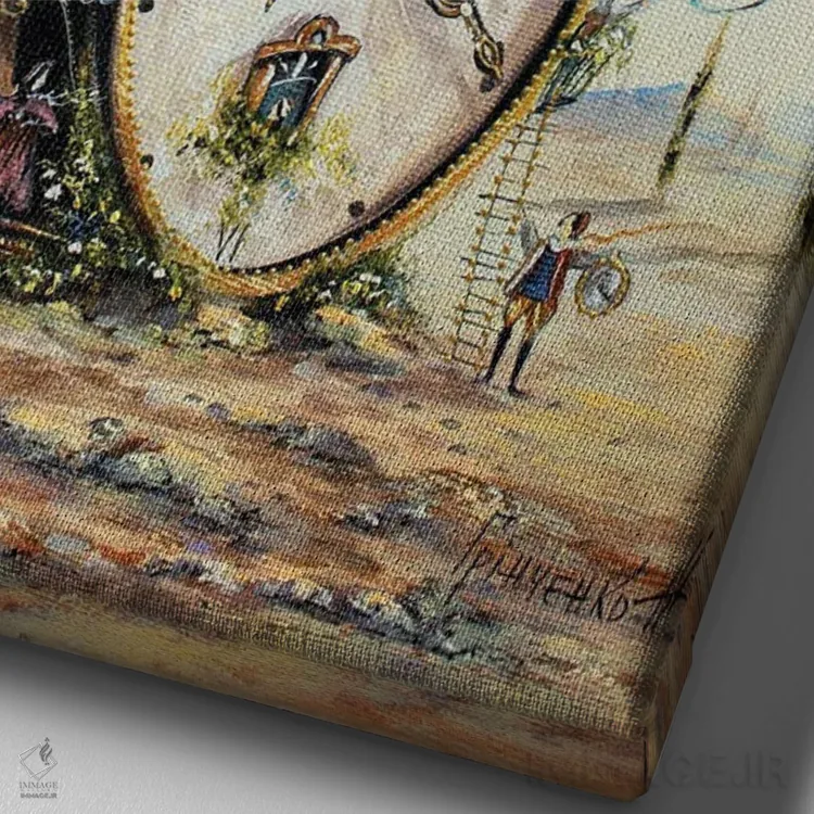 تابلو دکوراتیو خانه عجیب نگهبانان زمان اثر ناتالیا گرینچنکو - نمای نزدیک بافت بوم