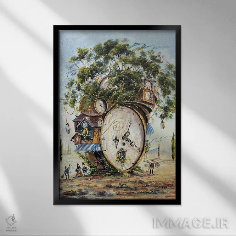 تابلو دکوراتیو خانه عجیب نگهبانان زمان اثر ناتالیا گرینچنکو - نمای قابدار مشکی