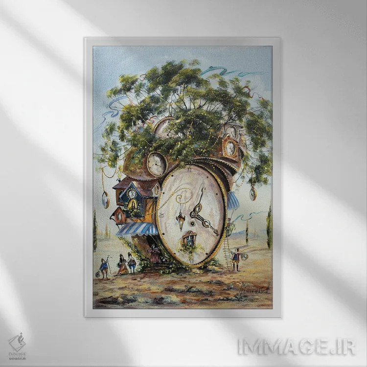 تابلو دکوراتیو خانه عجیب نگهبانان زمان اثر ناتالیا گرینچنکو - نمای قابدار سفید