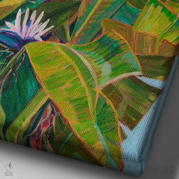 تابلو دکوراتیو پرنده بهشتی غول پیکر II اثر هدر نگی - نمای نزدیک بافت بوم