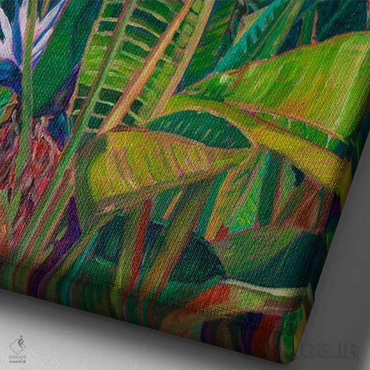 تابلو دکوراتیو پرنده بهشتی غول پیکر III اثر هدر نگی - نمای نزدیک بافت بوم