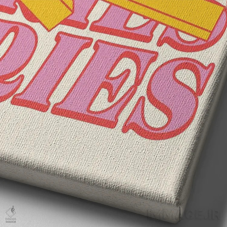 تابلو دکوراتیو سیب زمینی سرخ کرده هیچوقت کافی نیست بژ اثر نورا گازار - نمای نزدیک بافت بوم