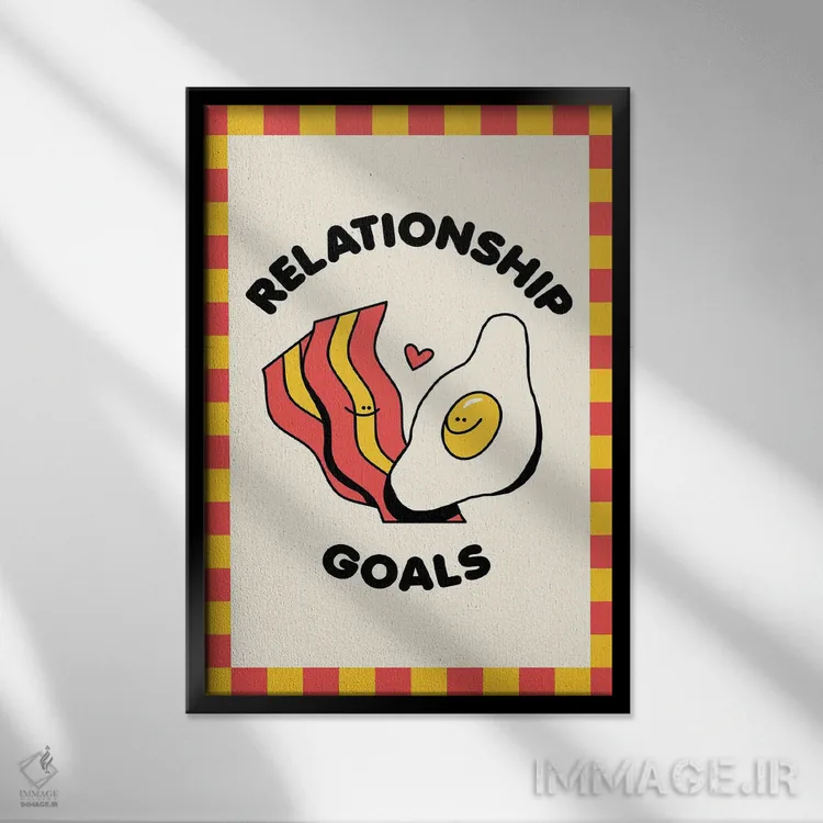 تابلو دکوراتیو اهداف رابطه: بیکن و تخم مرغ اثر نورا گازار - نمای قابدار مشکی