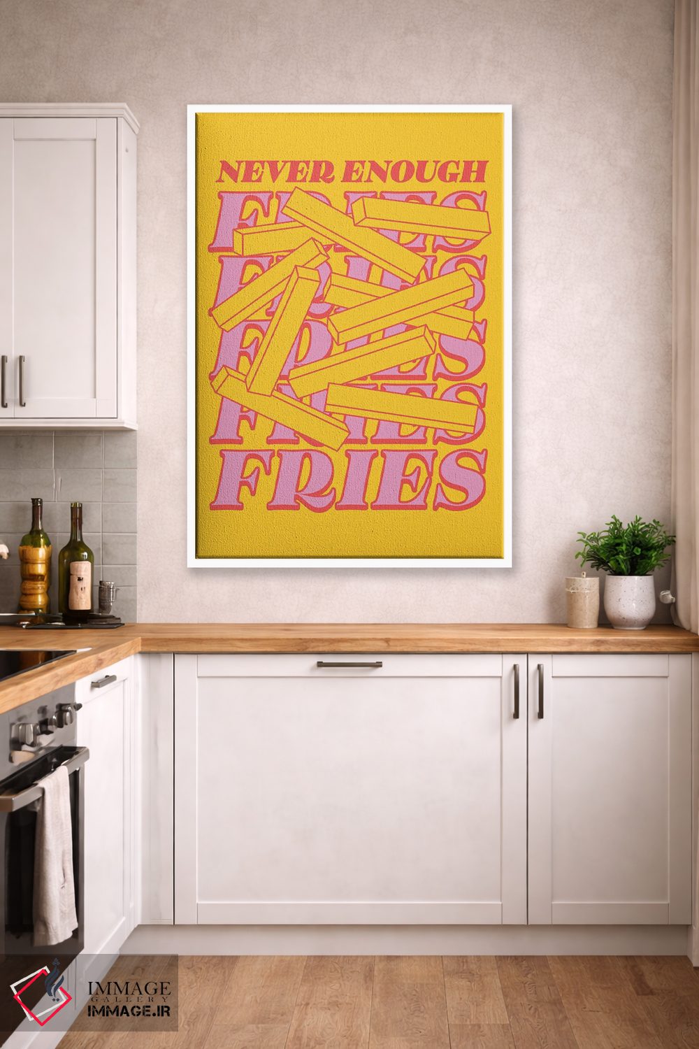 تابلو دکوراتیو سیب زمینی سرخ کرده هیچوقت کافی نیست زرد اثر نورا گازار - D4W