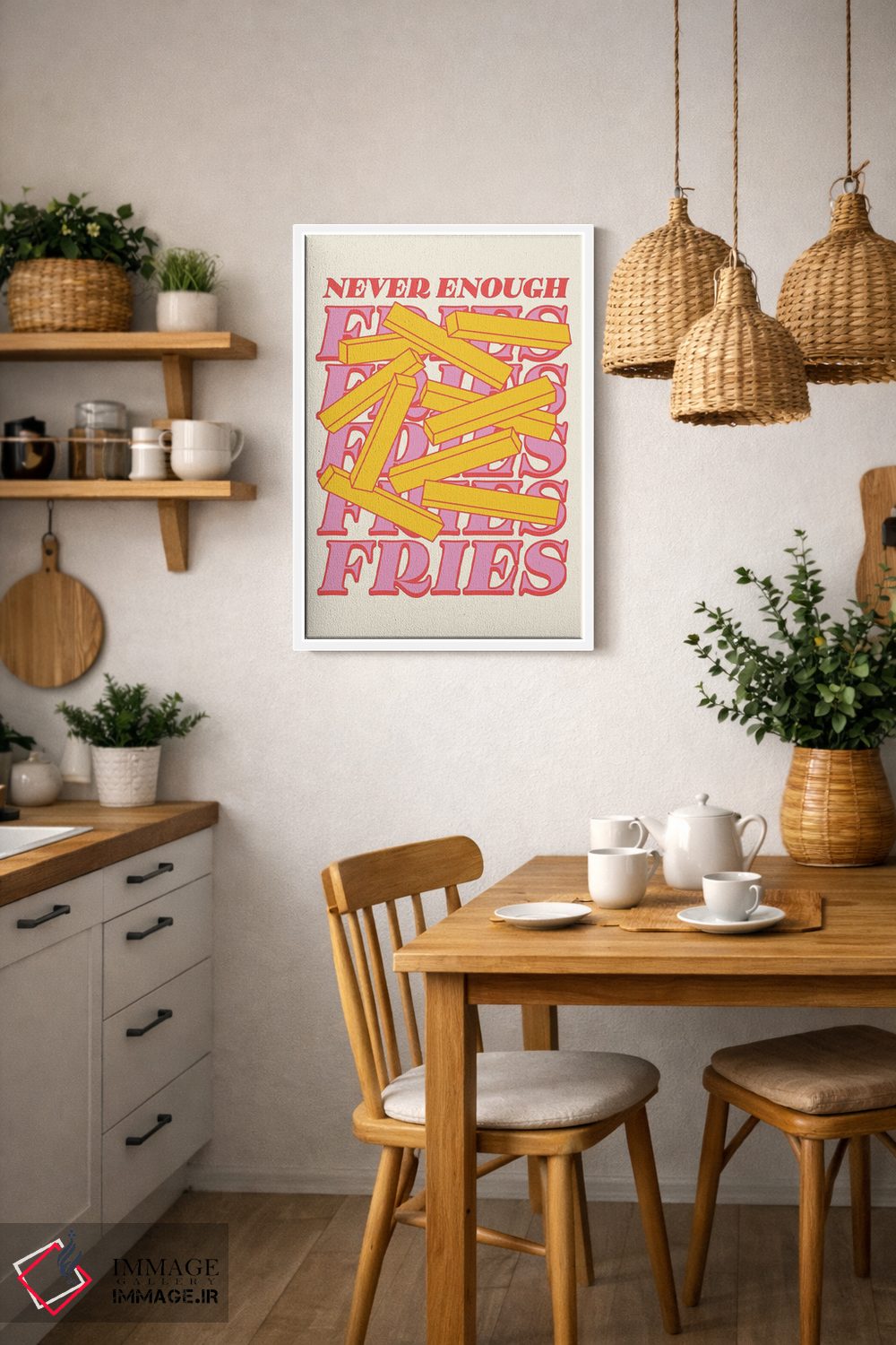 تابلو دکوراتیو سیب زمینی سرخ کرده هیچوقت کافی نیست بژ اثر نورا گازار - D4W