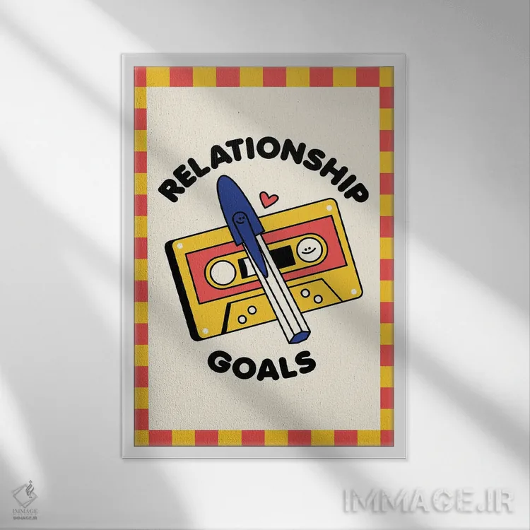 تابلو دکوراتیو اهداف رابطه: نوار کاست اثر نورا گازار - نمای قابدار سفید