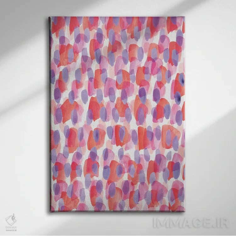 تابلو انتزاعی لایه های نقاشی شده اثر نادیا حسن - نمای روبهرو روی دیوار