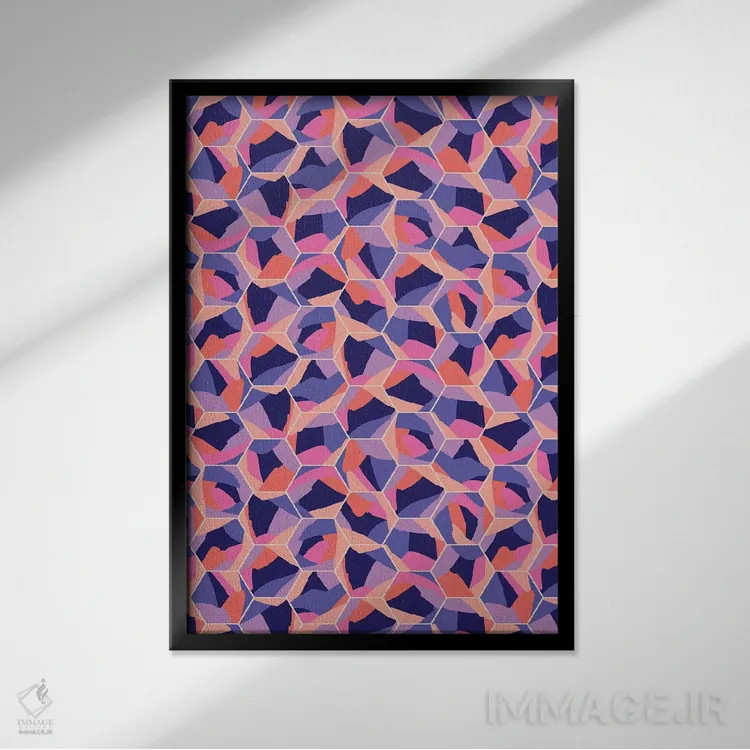 تابلو انتزاعی بال هایت را کشف کن اثر نادیا حسن - نمای قابدار مشکی