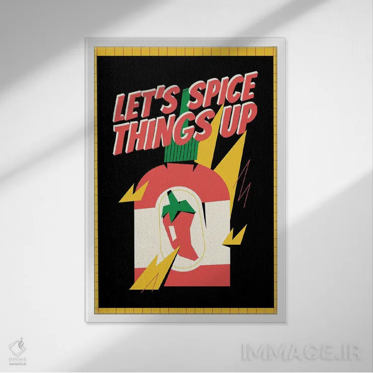 تابلو دکوراتیو بیایید کمی هیجان اضافه کنیم مشکی اثر نورا گازار - نمای قابدار سفید