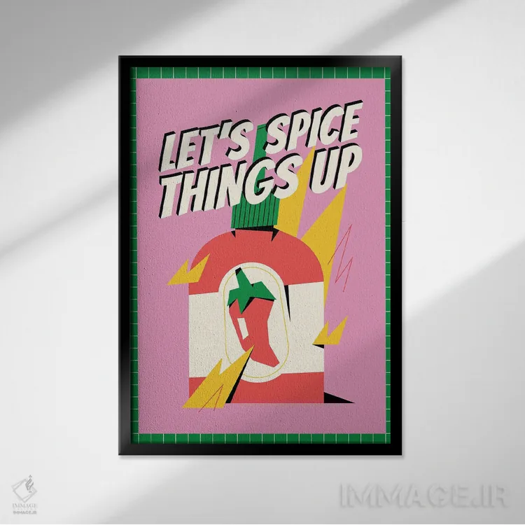 تابلو دکوراتیو بیایید کمی هیجان اضافه کنیم صورتی اثر نورا گازار - نمای قابدار مشکی