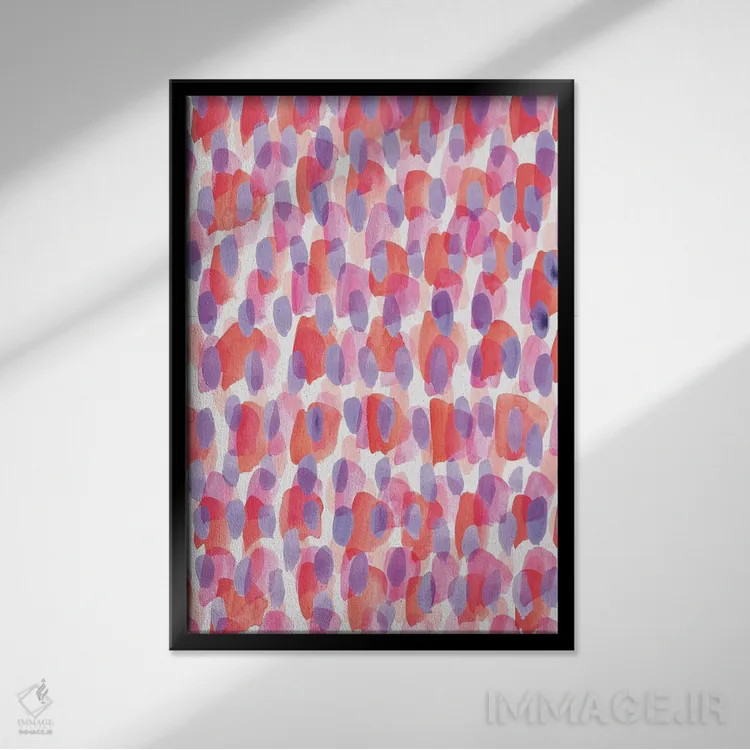 تابلو انتزاعی لایه های نقاشی شده اثر نادیا حسن - نمای قابدار مشکی