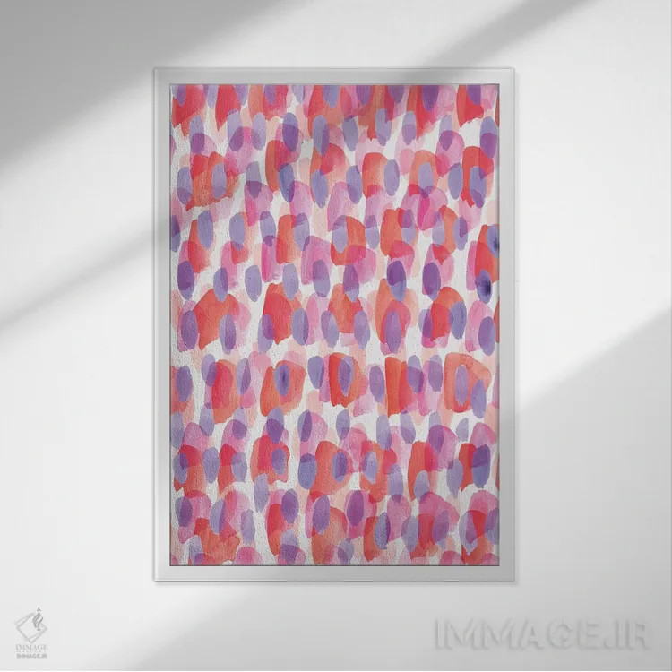 تابلو انتزاعی لایه های نقاشی شده اثر نادیا حسن - نمای قابدار سفید