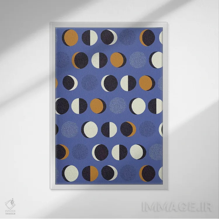 تابلو انتزاعی امواج مثبت ۲ اثر نادیا حسن - نمای قابدار سفید