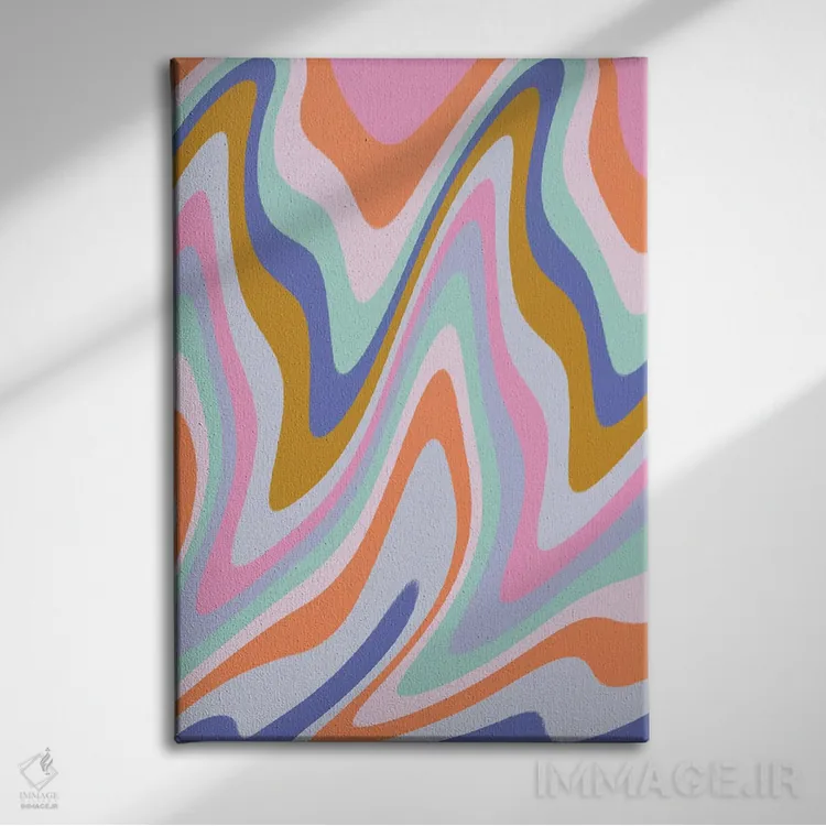 تابلو انتزاعی چه خوشحال ۱ اثر نادیا حسن - نمای روبهرو روی دیوار