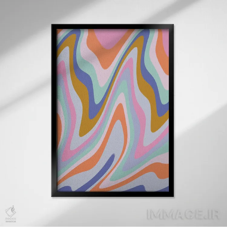 تابلو انتزاعی چه خوشحال ۱ اثر نادیا حسن - نمای قابدار مشکی