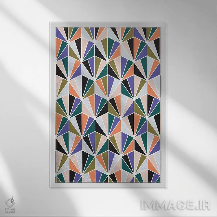 تابلو انتزاعی پناهگاه بوهمیایی ۳ اثر نادیا حسن - نمای قابدار سفید