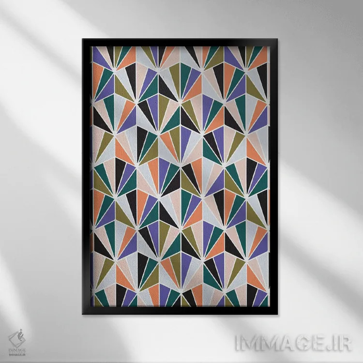 تابلو انتزاعی پناهگاه بوهمیایی ۳ اثر نادیا حسن - نمای قابدار مشکی