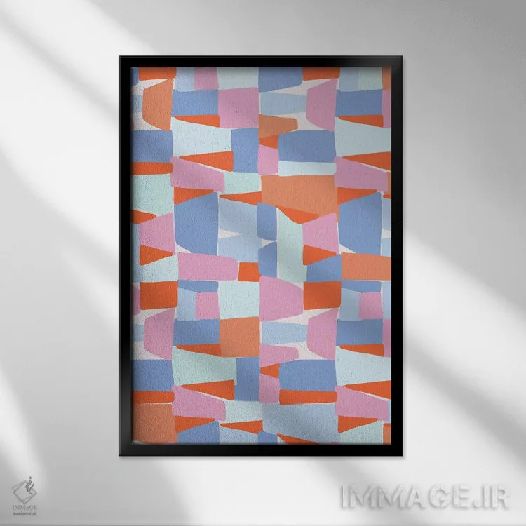 تابلو انتزاعی تغییرشکل دهنده ۵ اثر نادیا حسن - نمای قابدار مشکی