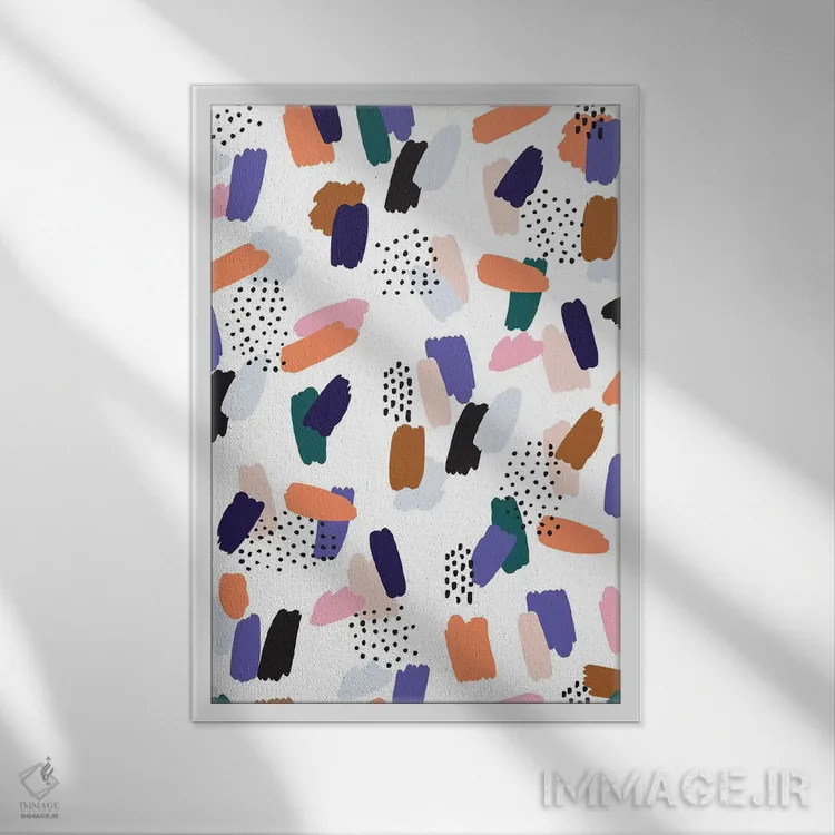 تابلو انتزاعی پناهگاه بوهمیایی ۸ اثر نادیا حسن - نمای قابدار سفید