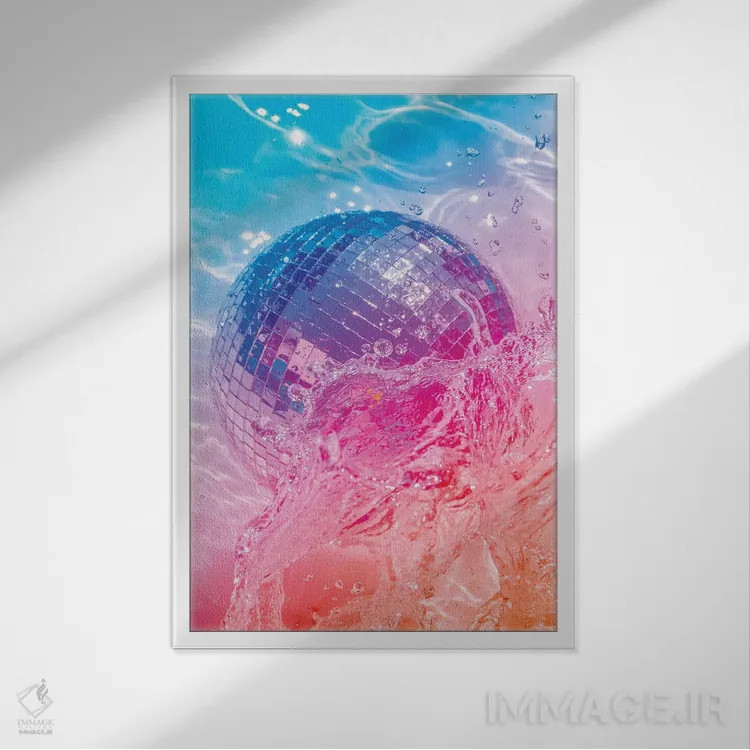 تابلو دکوراتیو درخشش دیسک اثر نیتن هد - نمای قابدار سفید