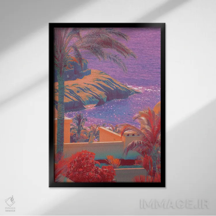 تابلو دکوراتیو مزارع اسطوخودوس اثر نیتن هد - نمای قابدار مشکی