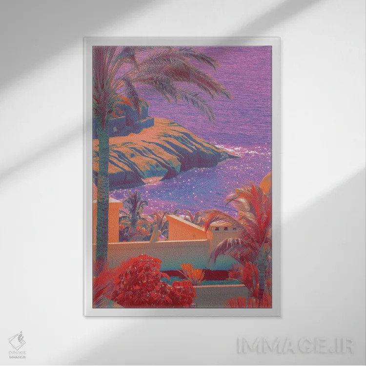 تابلو دکوراتیو مزارع اسطوخودوس اثر نیتن هد - نمای قابدار سفید