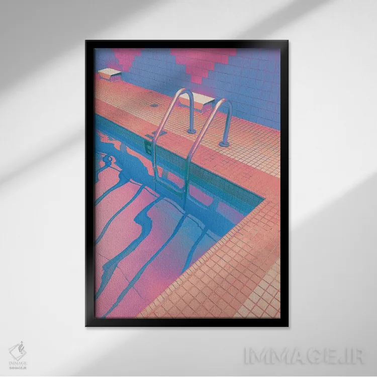 تابلو دکوراتیو چشمه آب گرم هنگام غروب اثر نیتن هد - نمای قابدار مشکی