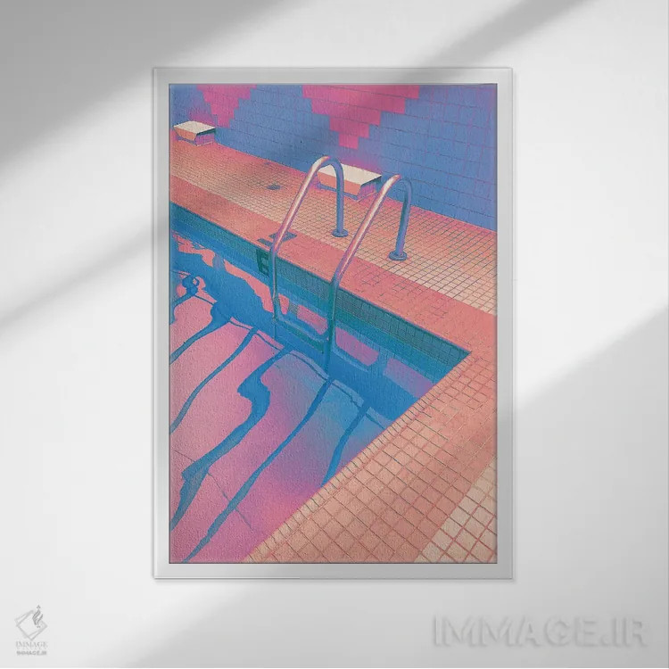 تابلو دکوراتیو چشمه آب گرم هنگام غروب اثر نیتن هد - نمای قابدار سفید