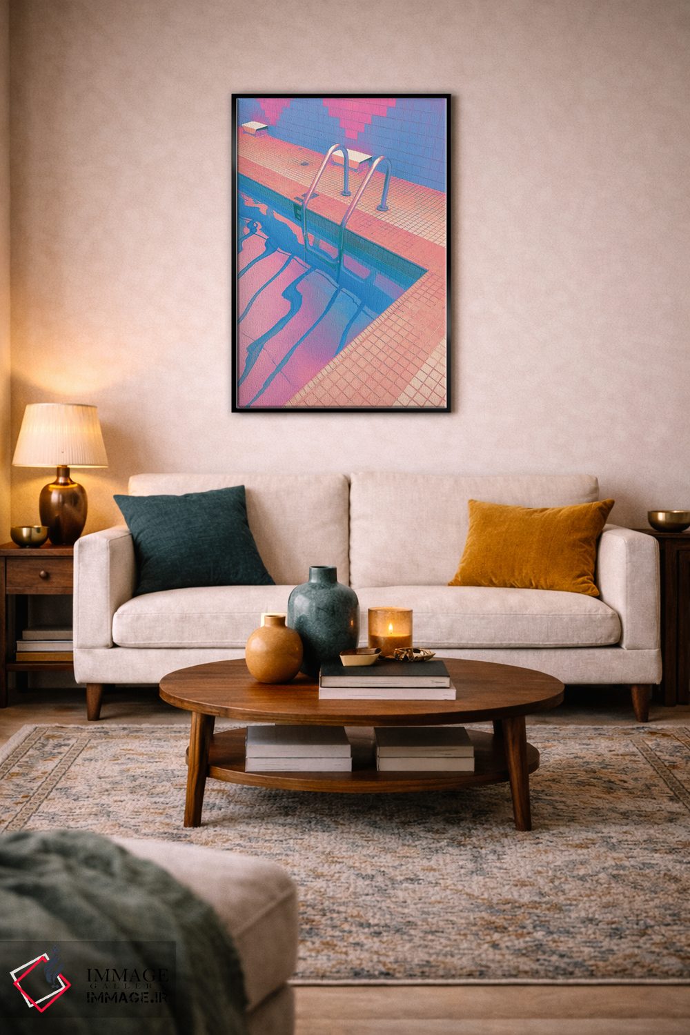 تابلو دکوراتیو چشمه آب گرم هنگام غروب اثر نیتن هد - D4B