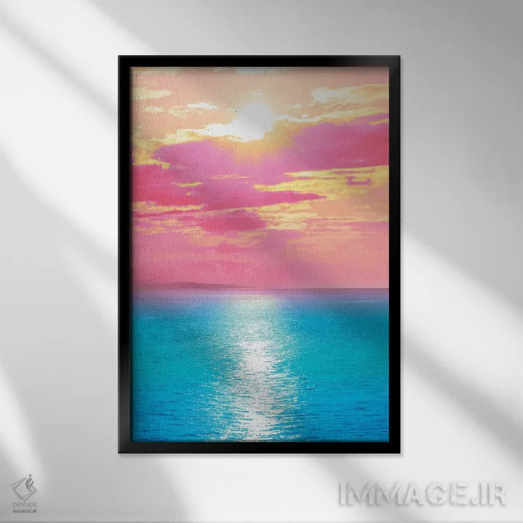 تابلو دکوراتیو ساحل شکوفه گیلاس اثر نیتن هد - نمای قابدار مشکی