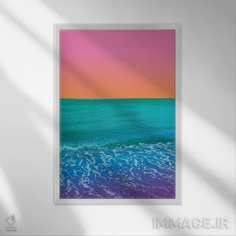 تابلو دکوراتیو غروب مارمالادی اثر نیتن هد - نمای قابدار سفید