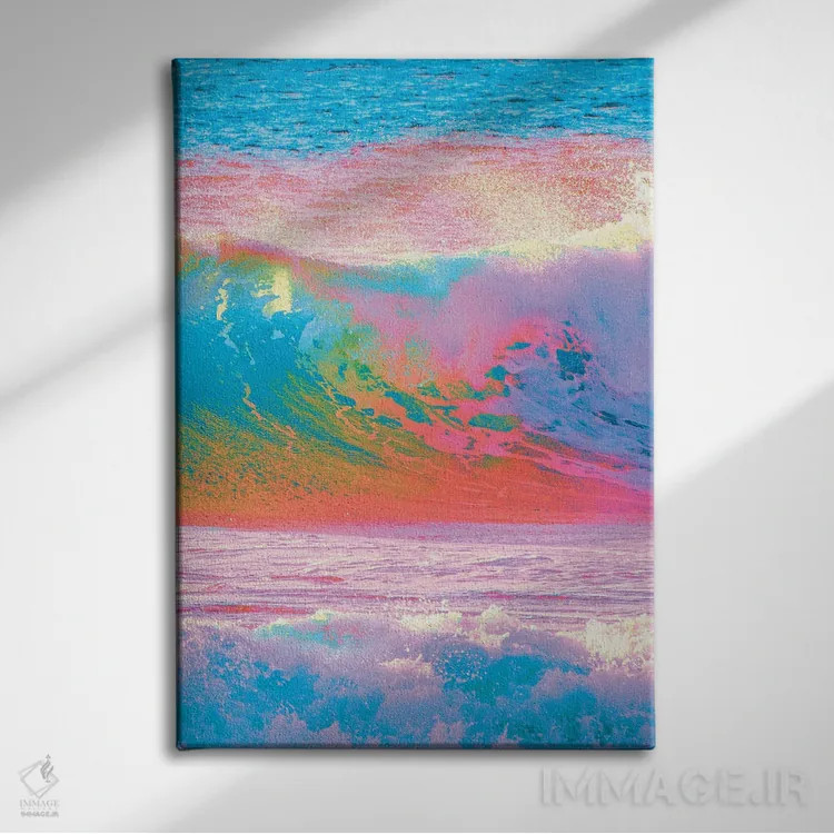 تابلو دکوراتیو موج های رنگ اثر نیتن هد - نمای روبهرو روی دیوار