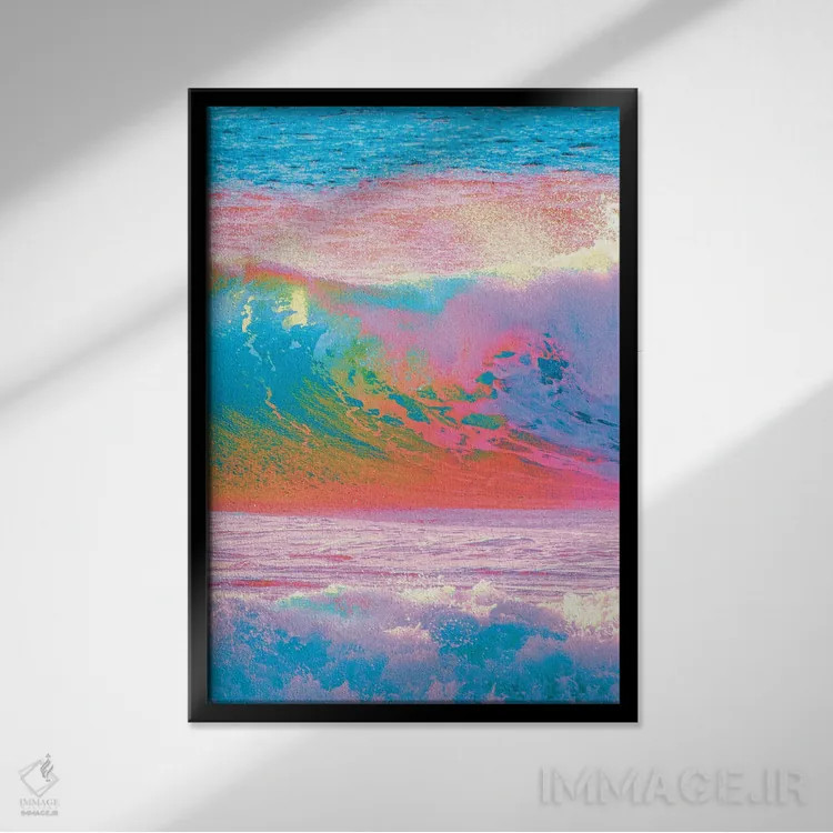 تابلو دکوراتیو موج های رنگ اثر نیتن هد - نمای قابدار مشکی