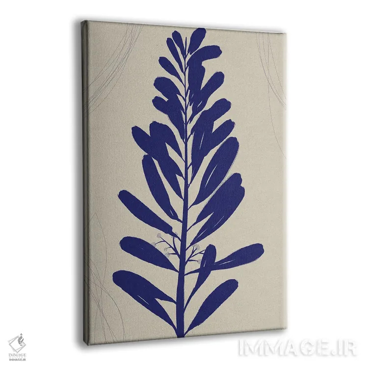 تابلو مینیمال طرح آبی گیاهی ۱ اثر نیکلاس هولمن - نمای پرسپکتیو محصول
