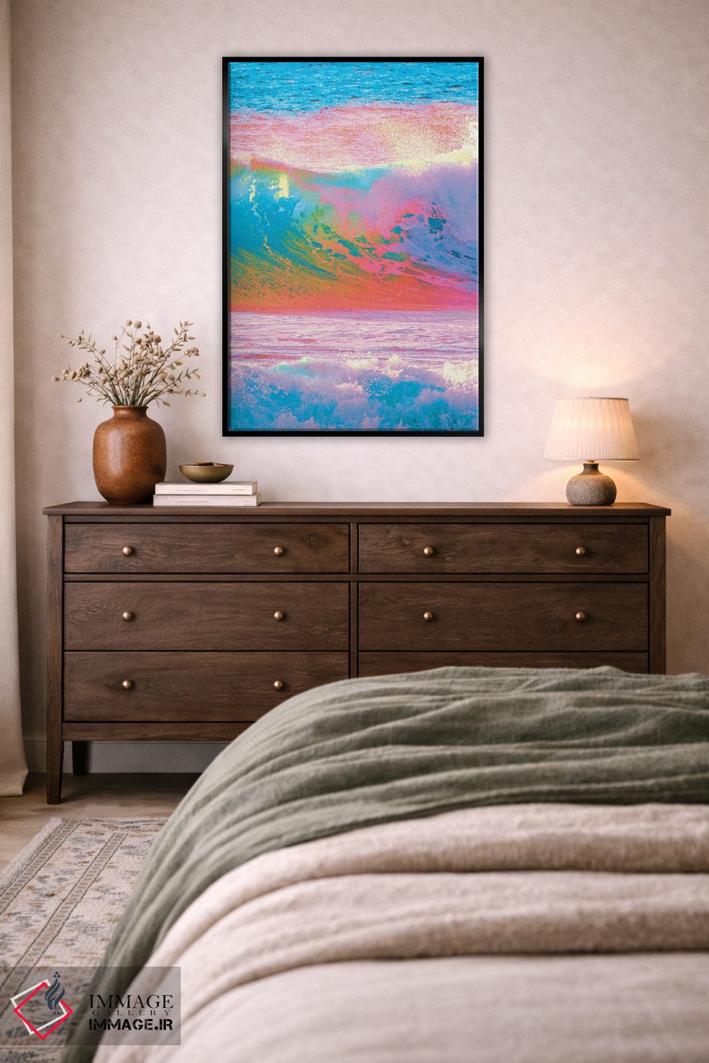 تابلو دکوراتیو موج های رنگ اثر نیتن هد - D4B