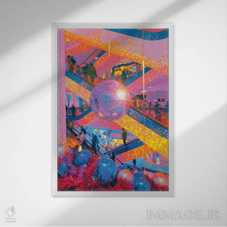 تابلو دکوراتیو دیسکو هرگز نمرد اثر نیتن هد - نمای قابدار سفید