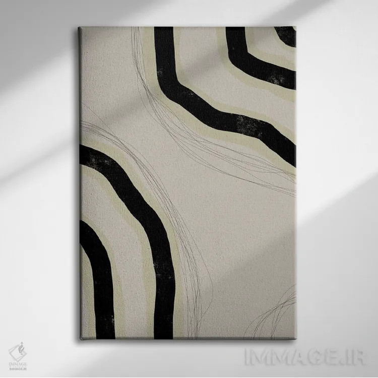 تابلو مینیمال سنگ عاجی ۱ اثر نیکلاس هولمن - نمای روبهرو روی دیوار