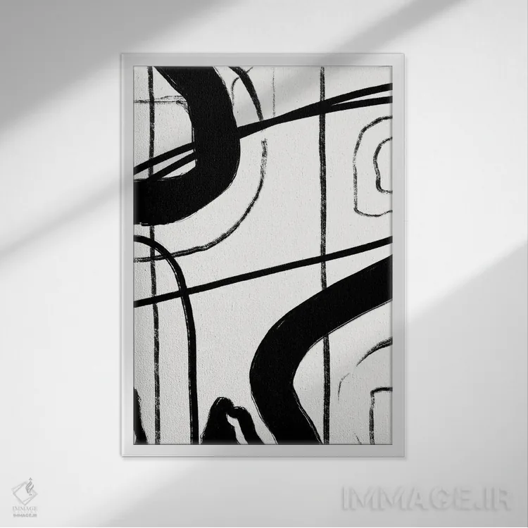 تابلو مینیمال گذرگاه های متقاطع ۱ اثر نیکلاس هولمن - نمای قابدار سفید